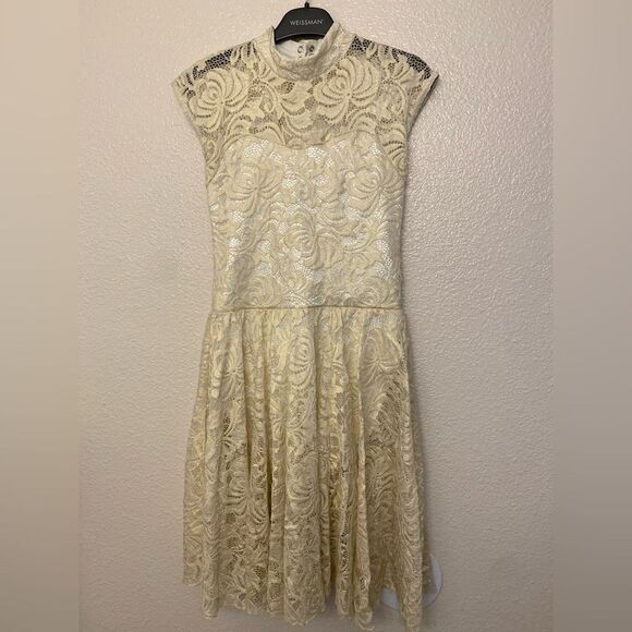 WEISSMAN Dance ballet lyrical white gold lace costume MY DESTINY 10124 SA adlt - Picture 2 of 12